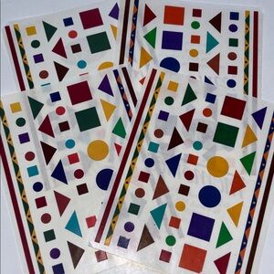 Creative Memories Geometric Shapes Stickers Sheet Colorful Geometric 90s Y2K